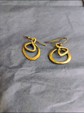 3 For $15 Vintage Goldtone Double Oval Dangle Earrings